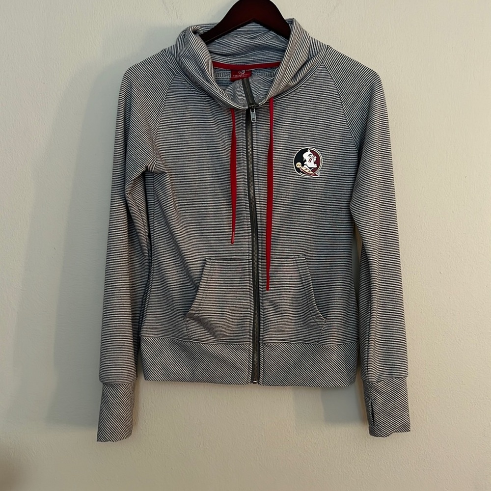 Colosseum Florida State University (FSU) Zip Up Striped Cowl-neck Sweatshirt